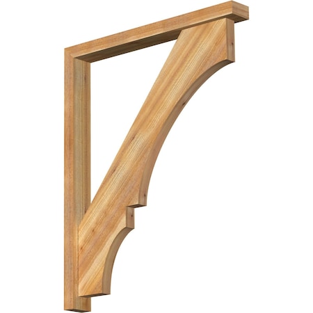 Ekena Millwork Balboa Block Rough Sawn Bracket w/ Offset Brace, Western Red Cedar, 4"W x 34"D x 42"H BKT0402X34X42BOA05RWR